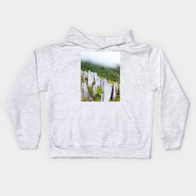 Limestone pinnacles at gunung mulu national park Kids Hoodie by Juhku